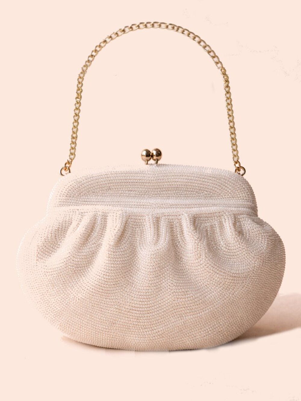 Vintage Japan Beaded Clutch Ivory Floral Evening Bag Kiss Lock Bridal Heirloom - Picture 6 of 8